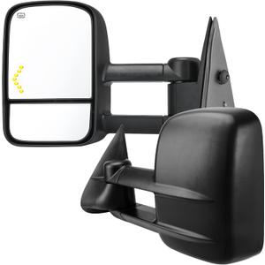 AUTOSAVER88 Tow Mirrors Compatible with 2007-2013 Chevy Silverado GMC Sierra, Power Heated Driver and Passenger Side Replacement Towing Mirror Set with Turn Signal and Dual Glass