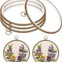 PATIKIL 8inch Embroidery Hoop, 4pcs Cross Stitch Hoop Rubber Imitated Wood Circle Frame Ring for Embroidery Art Craft Sewing Ornaments Hanging Decoration