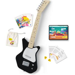 Loog Pro VI Electric kids real guitar for Beginners Ages 9+ Learning app & lessons included (Black)