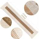 Cotton Macrame Table Runner, 108 x 14 Inches, Beige and White, Bohemian Style with Tassels