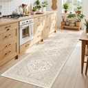 Runner Rug 2x8 Runners for Hallways Non Slip Washable, Vintage Hallway Runner Rugs for Living Room, Low Pile Soft Hallway Rug for Kitchen Bedroom Laundry Room(Cream/Beige,2'x8')