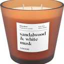Hidden Label Large Scented Candle, Sandalwood & White Musk, 30oz 3 Wick Huge Candle, Huge Slow Burn Natural Soy Candles for Home Scented