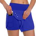 Ksmien Women's 2 in 1 Running Shorts - Lightweight Athletic Workout Gym Yoga Shorts Liner with Phone Pockets M