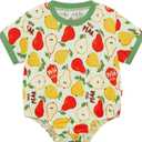 EASWEET Baby Boy Romper Soft Bamboo-derived Viscose Short Sleeve Baby Boy Bodysuit, Sweet Pears, 6-12 Months