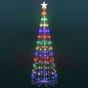 10' LED Animated Outdoor Christmas Tree, Multicolor Lightshow Lighted Cone Wire Tree with Topper Star, Christmas Outdoor Decorations Artificial Lighted Tree for Indoor Yard Patio