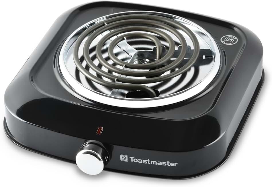 Toastmaster Single Burner with Coil Top & Knob - Single Tabletop Burner with Drip Shield & Non-Skid Feet - Electric Countertop Burner with Variable Heat Control