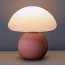 Cute Small Mushroom Lamp, PE Lampshade, Ceramic Spherical Base, Adjustable Light Color and Brightness, Safe USB Powered, Energy-Saving LED Mushroom Light for Bedroom Living Room (Pink)