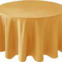 Biscaynebay Fall Tablecloth Textured Fabric Round Tablecloths 90", Fall Gold Thanksgiving Autumn Harvest Water Resistant Fabric Tablecloths for Kitchen, Dining, Wedding, Parties Machine Washable