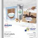 Avery Easy Peel Print-To-The-Edge Permanent Inkjet/Laser Oval Labels, 22804, 1 1/2" x 2 1/2", Glossy White, Pack Of 180