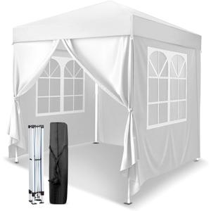 VINGLI 6.5x6.5 Pop Up Canopy Tent with Sidewalls, Outdoor Gazebo Canopy Tent, Patio Event Tents Outdoor Event Shelter for Parties (White)
