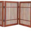 Urnporium Freestanding Wooden Dog Gate Foldable Indoor Pet Gate No Drill Expandable Barrier for Doorways Stairs Hallways Portable Wood Fence for Small Dogs & Puppies (Brown Pet Gate, 8 Panel 24" Tall)