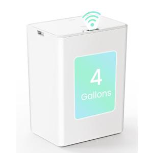 Cesun 4 Gallon Bathroom Trash Can with Lid, Small Automatic Trash Can, Touchless Motion Sensor Garbage Can, White Plastic Waste Basket for Bathroom, Bedroom, Toilet, Office, Rv