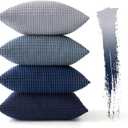 MIULEE Blue Decorative Pillow Covers 18x18 Inch Set of 4 Boho Western Farmhouse Home Decor Couch Throw Pillows Summer Coastal Corduroy Pillowcases Industrial for Sofa Living Room Bed