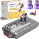 110-Min V15 Battery Replacement, Compatible with Dyson V15 Detect, V11 Torque Drive, Animal, Outsize, SV15, SV17, SV22, SV47, 967838/970013-02/03, 25.2V, Switch Lock & Filters