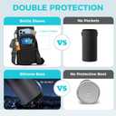 32 40 64OZ Insulated Water Bottle - Keep Cold 48H Hot 24H, Combo Straw & Spout Lids, Survival Paracord Handle, Bottle Carrier Bag w/Strap, Protective Cup Mat, Stainless Steel Flask Jug (Indigo Black)