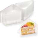 Thickened Extra Large 50Pcs Cake Slice Containers,5 Inch Pie Slice Containers Disposable,Individual Cheesecake Containers,Plastic Boxes for Take Out Packaging, Bakery and Cafe Cake Carriers