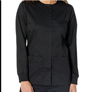 Amazon Essentials Women's Scrub Snap Jacket   Black, XX-Large