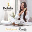 Belula 100% Boar Bristle Hair Brush Set (Medium). Soft Natural Bristles for Thin and Fine Hair. Restore Shine And Texture. Wooden Comb, Travel Bag and Spa Headband Included!