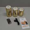 Rechargeable Flameless Candle, Flickering LED Pillar Glass Fake Candle with Remote and Timer, Built-in Battery Real Wax Electronic Candle for Room Decoration, Set of 3 (Snowflake Speckle, Gold)