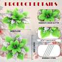 Zeyune 15 Pack Green Poinsettia Flowers Glitter Artificial Christmas Poinsettia Decor 5.5'' Plush Flowers Picks with Clips and Stems DIY for Xmas Tree Wreath Holiday Home Party Decor(Green Silver)
