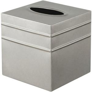 Monarch Abode Tissue Box Cover Square Handcrafted Border Embossed Pewter Metal Tissue Holder Box for Bathroom Accessory, Aesthetic Decorative Facial Napkin Cube for Modern Home Decor