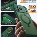 CANSHN 360 Spin Magnetic Stand for iPhone 17 Pro Case with Camera Control [Full Camera Protection] [Compatible with Magsafe] Translucent Matte Shockproof Protective Phone Cover 6.3" - Deep Green