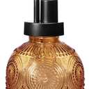 Amolliar 8 Oz Vintage Glass Bathroom Soap Dispensers with Pump, Refillable Kitchen Dish Soap Dispenser with Stripe, Antique Rustic Hand Soap Liquid Bottle (Brown-Black Pump)
