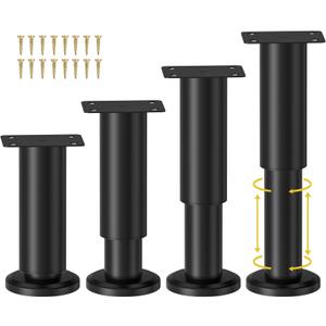 Wlrrcwdttc 4 Pcs Metal Adjustable Furniture Legs 4.72-7.08 inch, Adjustable Cabinet Legs for Sofa/Bed/Chair/Couch/Dresser/Table,Heavy Duty Bed Replacement Support Legs for Bed Frame/Bed Center Slat