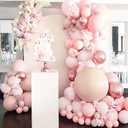 PartyWoo Pale Pink Balloons 140pcs Different Sizes of 18 12 10 5 Inch Light Pastel Baby Pink Balloon Arch Kit for Engagement Bachelorette Baby Shower Easter Birthday Party Decorations Pink-Q01