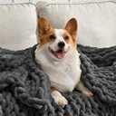 Soft Chunky Knit Blanket, 50X60 in Handmade Thick Chenille Yarn Throw Without Shedding & Raveling, Aesthetic & Cozy Home Decor with Couch Sofa Bed, Gift Pack, Dark Grey