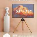 Ergounion Tripod TV Stand for 32-75 Inch Screen up to 77lbs, Height Adjustable Easel TV Floor Stand with Wood Legs and Cable Ties