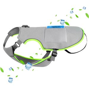 Mora Pets Dog Cooling Vest with Ice Packs Evaporative and Gel Cooling Harness Veat Adjustable Pet Cooling Jacket for Large Medium Small Dogs Grey L