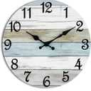 CHYLIN Wall Clock, Silent Non Ticking Battery Operated, Rustic Coastal Country Clock Decorative for Bathroom Kitchen Bedroom 8, B-White,Brown, Blue
