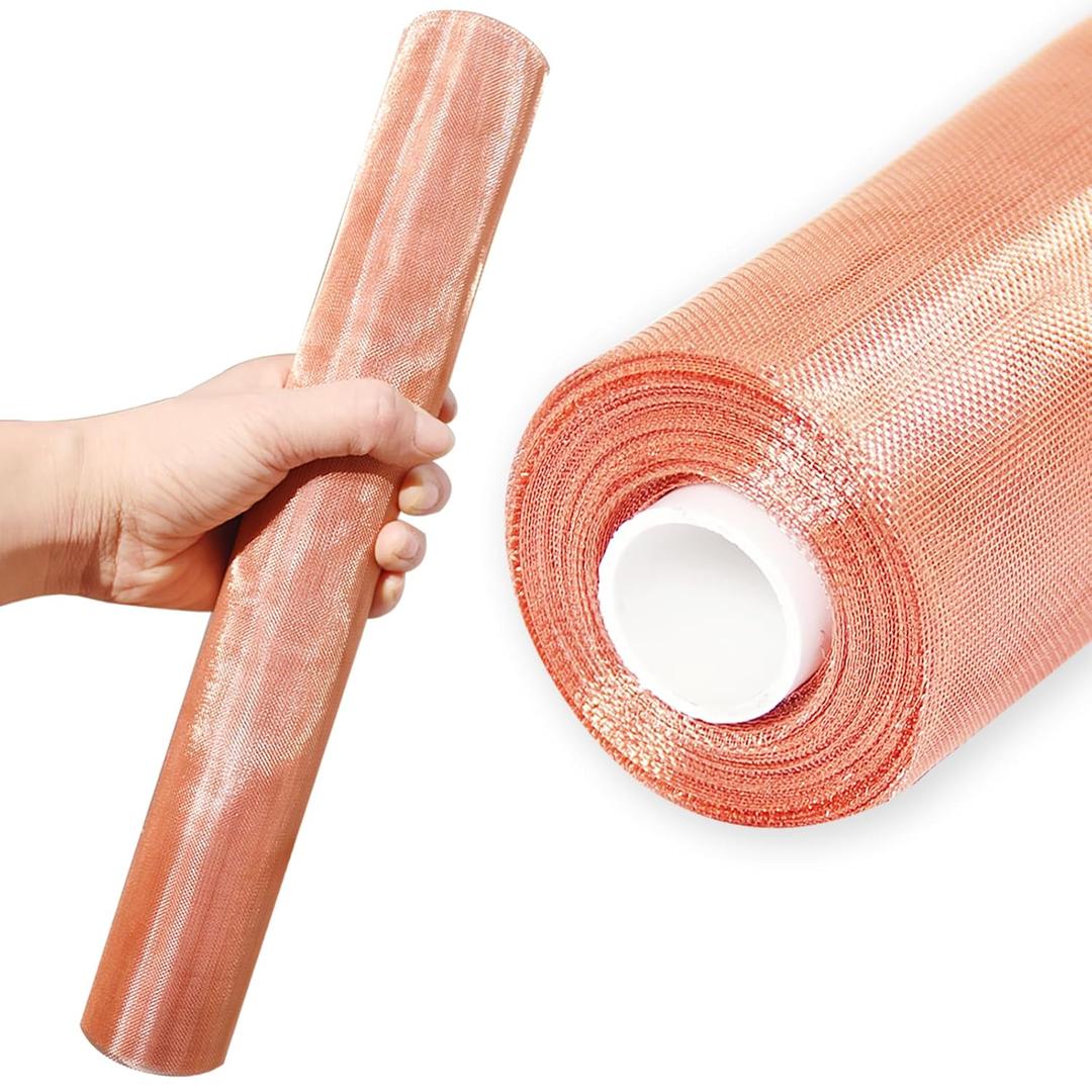 Copper Screen Woven Mesh Screen 12.6 in x 24.6 ft, 99.9 Percent Pure Copper 40 Mesh, Cloth Fine Mesh