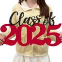 Class of 2025 Wooden Sign Graduation Decorations - Red 2025 Grad Photo Booth Prop & Party Decor
