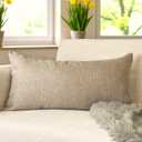Aiking Home Woven Fine Faux Linen Throw Pillow Cover, Size 12"x24", Wheat