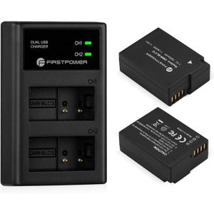 FirstPower DMW-BLC12 Battery and Dual USB Charger for Lumix G7, G85, G95, FZ1000, GH2, G5, G6, GX8, FZ200, FZ300 Cameras