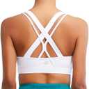 RUNNING GIRL Women's Sports Bra, Medium-High Support with Padded Crisscross Back Straps, Workout Supportive Sports Bras, White, M