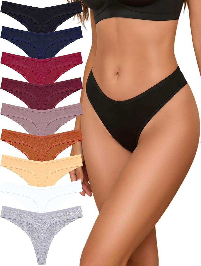 Sth Big Cotton Underwear Women Sexy Breathable Thongs Soft Panties 9 Pack No Size