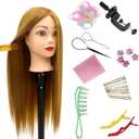 26"-28" Light Auburn Hair Mannequin Head Practicing Braiding, Cosmetology Mannequin Head with Hair for Styling, Training Doll Head for Group Practice Braids Skills and Have Fun