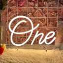 One Neon Sign for First Birthday LED Signs Warm White One Year Old Birthday Table Number Neon Lights Lamp for Home Birthday Party Decor Bedroom Decorations Christmas Gift 30cm*21cm