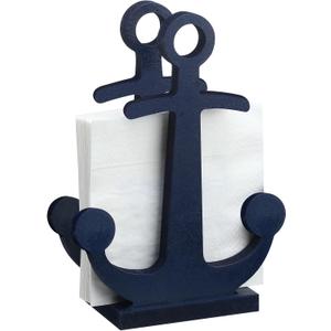 Reallnaive Vintage Wooden Nautical Anchor Napkin Holder Blue Freestanding Anchor Napkin Holder for Home Restaurant Wedding Supplies Party Decoration Table Decor Centerpiece