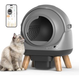 Self Cleaning Litter Box for Multiple Cats, G1 Automatic Cat Litter Box, Self-Cleaning Robot with Smart APP Control and Health Monitoring, Includes 2 Roll Trash Bag and Litter Mat, Grey