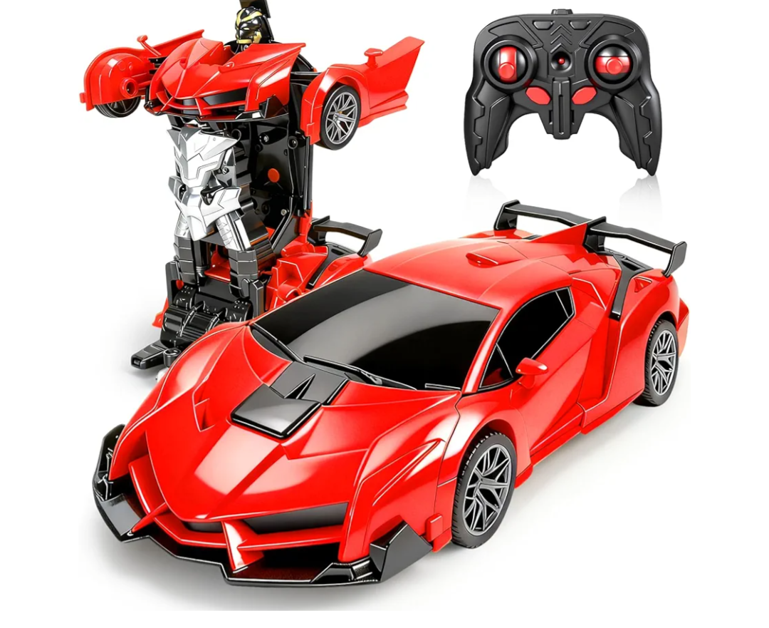 Bloolilies Remote Control Car for Boys, 1:18 Scale Rc Race Car with 360° Rotating Led Lights & One Button Deformation - Rc Cars Robot Toy Cars for Kids 3 4 5 6 7 8-12 Birthday Easter Gifts