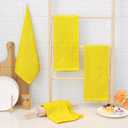 Homaxy 100% Cotton Terry Kitchen Towels(Yellow, 13 x 28 inches), Checkered Designed, Soft and Super Absorbent Dish Towels, 4 Pack