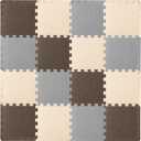 ProSource Foam Puzzle Floor Play Mat for Kids and Babies with Solid Colors, 36 or 16 Interlocking Tiles with Borders, Brown/Beige/Grey