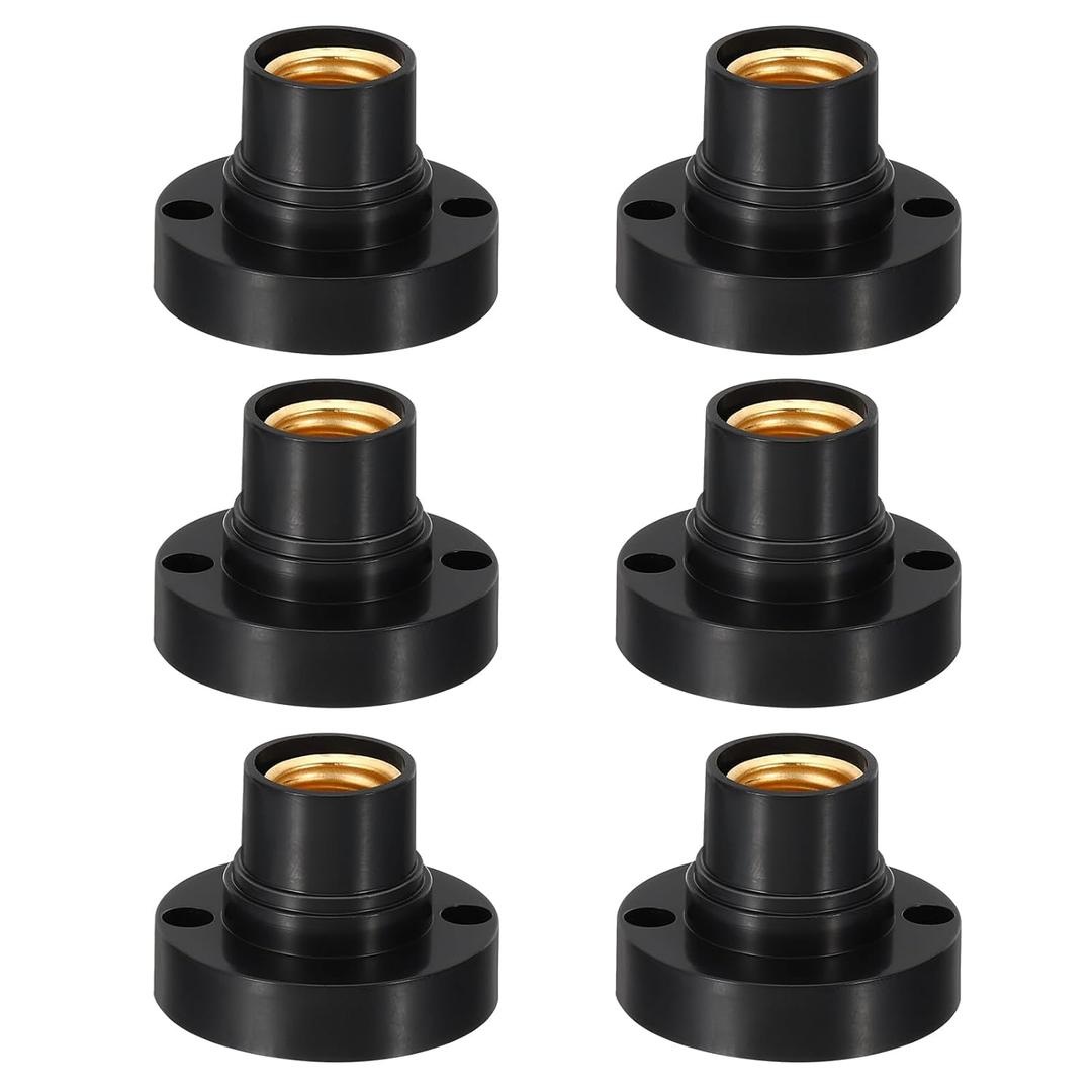 2 x PATIKIL E14 Bulb Socket, 6pcs Round Screw Base Lamp Holder Light Replacement Bases for Halogen CFL Light Bulb, Black