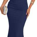 Trendy Queen Off the Shoulder Formal Cocktail Dresses for Women Wedding Guest Elegant Bodycon Summer 2026 Maxi Party Dress (Blue, M)