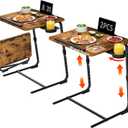 TV Trays Set of 2 - Folding TV Tray Adjustable Dinner Trays for Eating On Couch Wooden Tables Mate Stand Foldable Rustic Desk with Cup Holder Portable