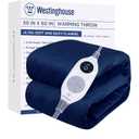 Westinghouse Electric Blanket Heated Throw, Super Cozy Soft Flannel 50"" x 60"" Heated Throw with 6 Fast Heating Levels & 2-10 Auto-Off, Machine Washable, ETL&FCC Certification, Navy Blue